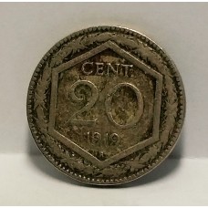 ITALY 1919 . TWENTY 20 CENTESIMI COIN . HARD TO FIND IN ANY GRADE